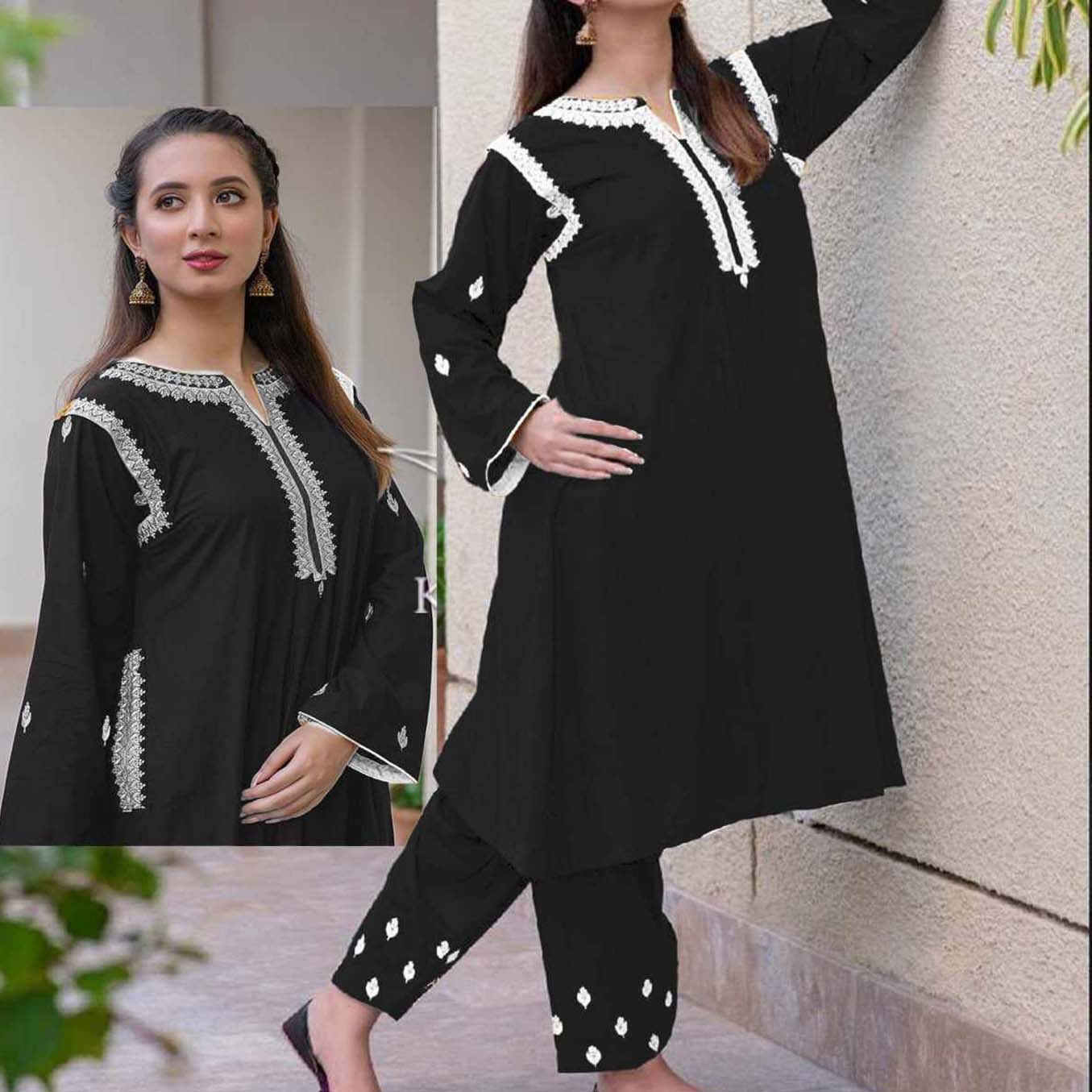 Tomato Pocket Style Thread Embroidery 2-Pcs Stiched Suit. Main image