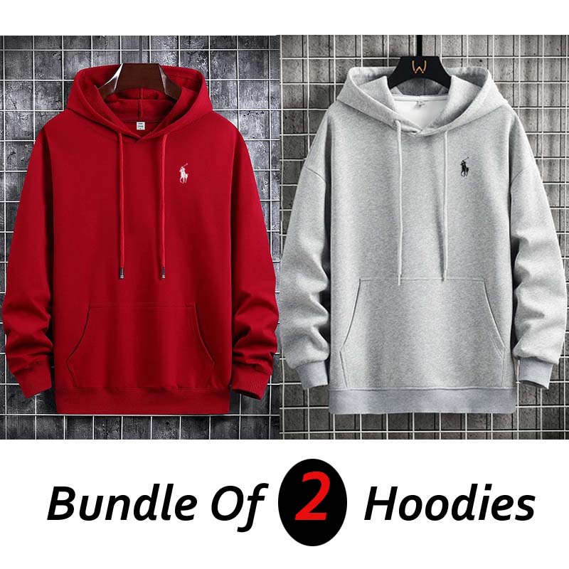 Bundle Of 2 Pull-Over RL Printed Casual Hoodies For Winter's. Secondary image