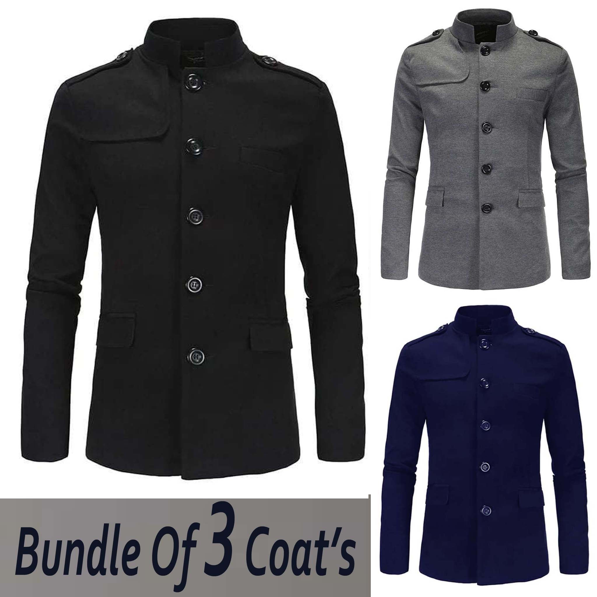 Bundle Of 3 Collar Style Casual Winter Fleece Coat. MWJ-407 Main image