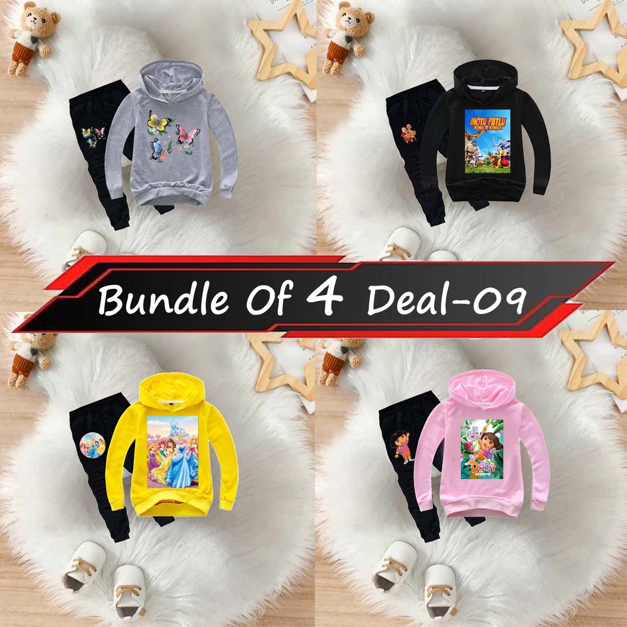 Bundle Of 4 Kids Hoodie Style 2-Pcs Winter Suit. Deal-9 (Clearance Sale) Main image