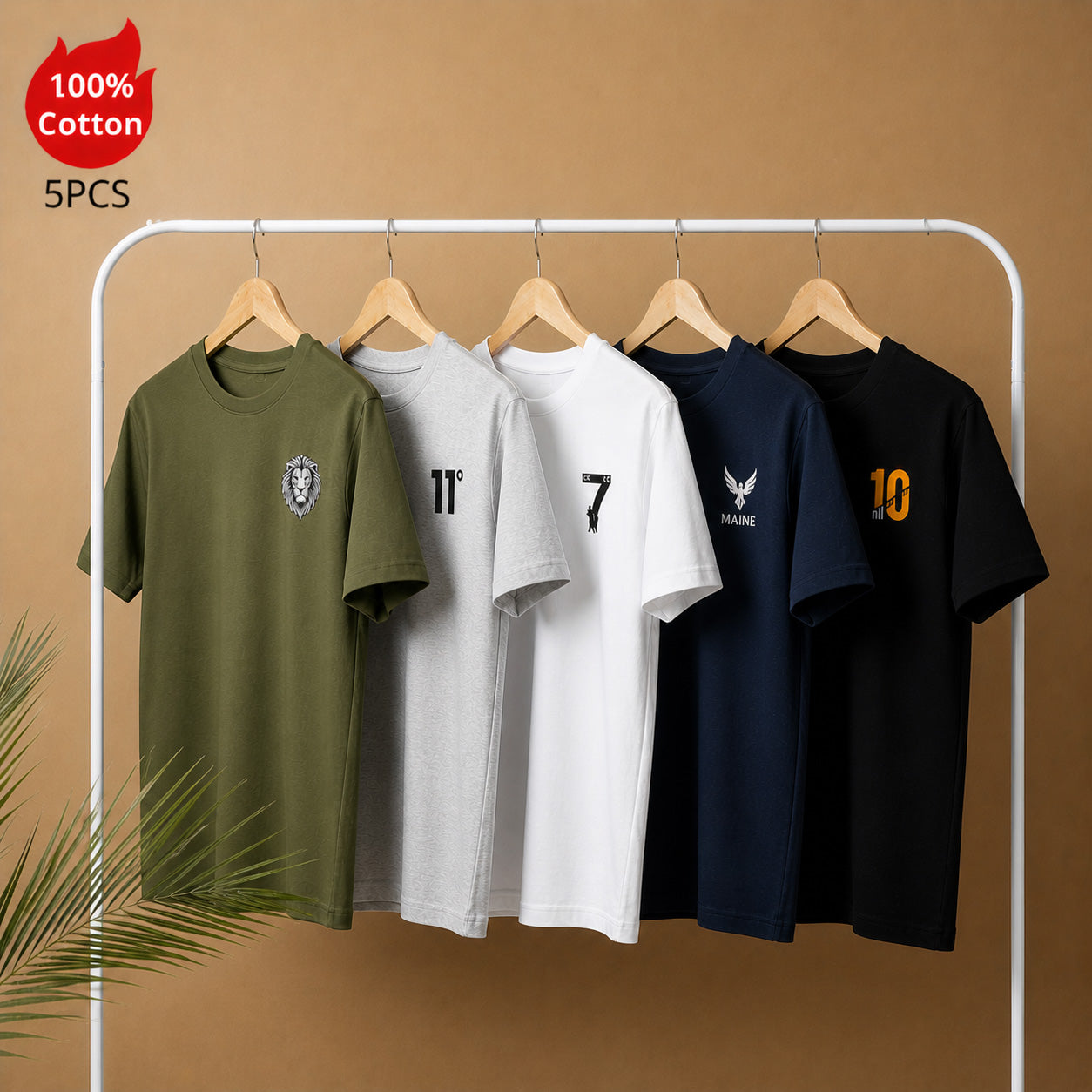 Bundle Of 5 R-Neck Half Sleeve PL-Printed Summer Tshirt's. Deal-01 V3 Main image