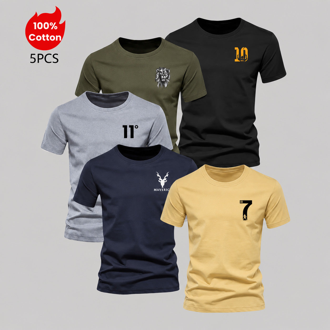 Bundle Of 5 R-Neck Half Sleeve PL-Printed Summer Tshirt's. Deal-01 Main image