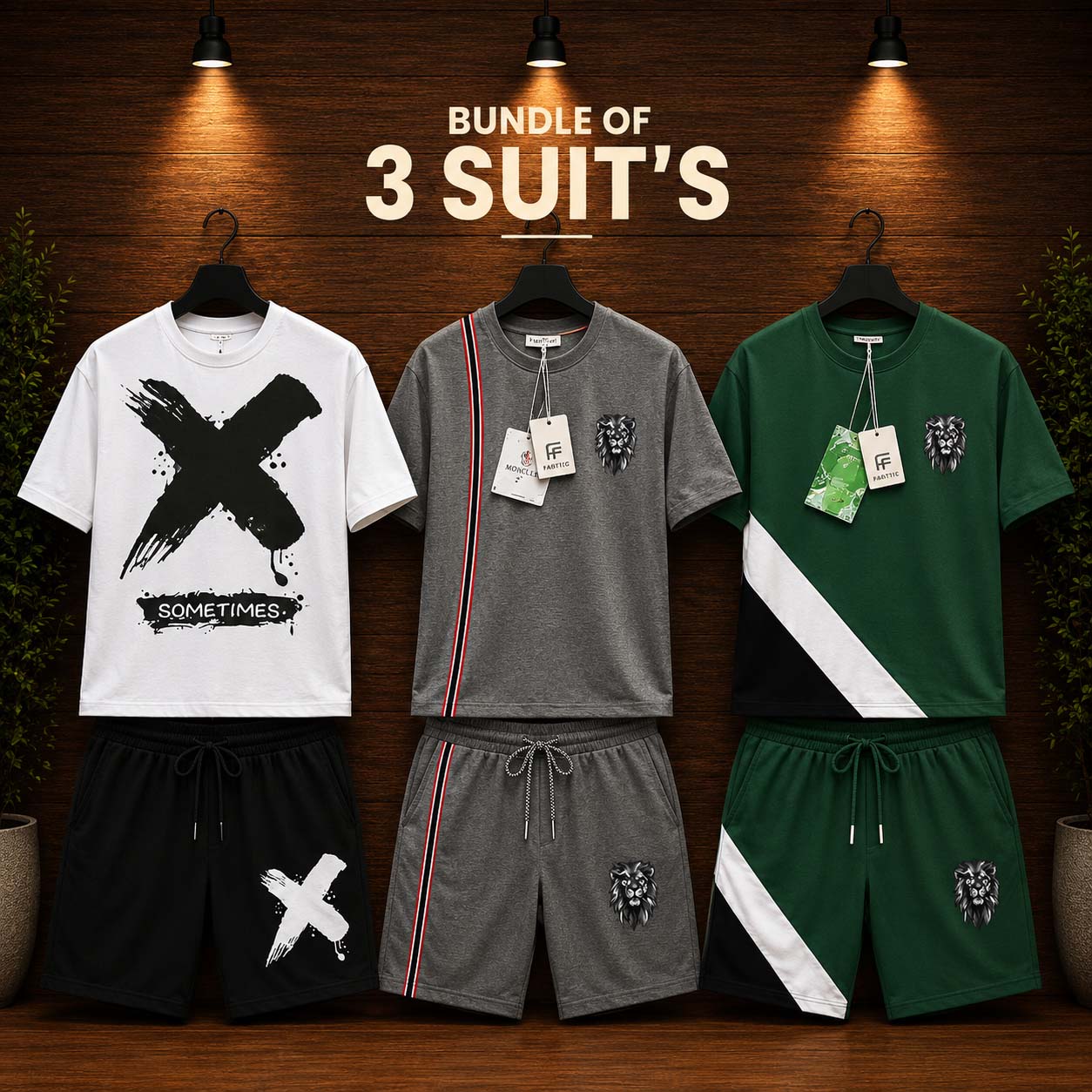 Different Shorts Style Bundle Of 3 Casual Wear 2-Pcs Summer Suit. Deal-13 (Clearance-Sale) Main image