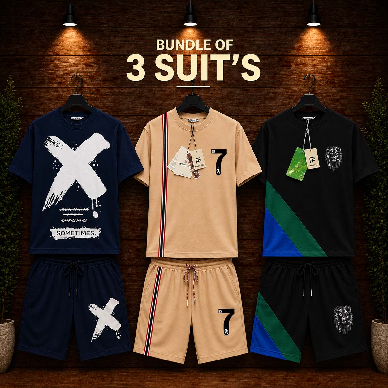 Different Shorts Style Bundle Of 3 Casual Wear 2-Pcs Summer Suit. Deal-15 (Clearance-Sale) (Copy) Main image