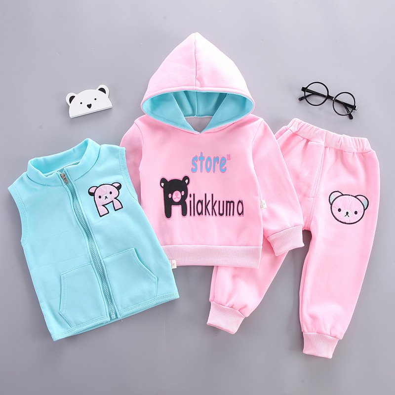Pink+Sky-Blue Rilakkuma Printed 3-Pcs Winter Track-Suit For Kid's. K3PWTS-03 Main image