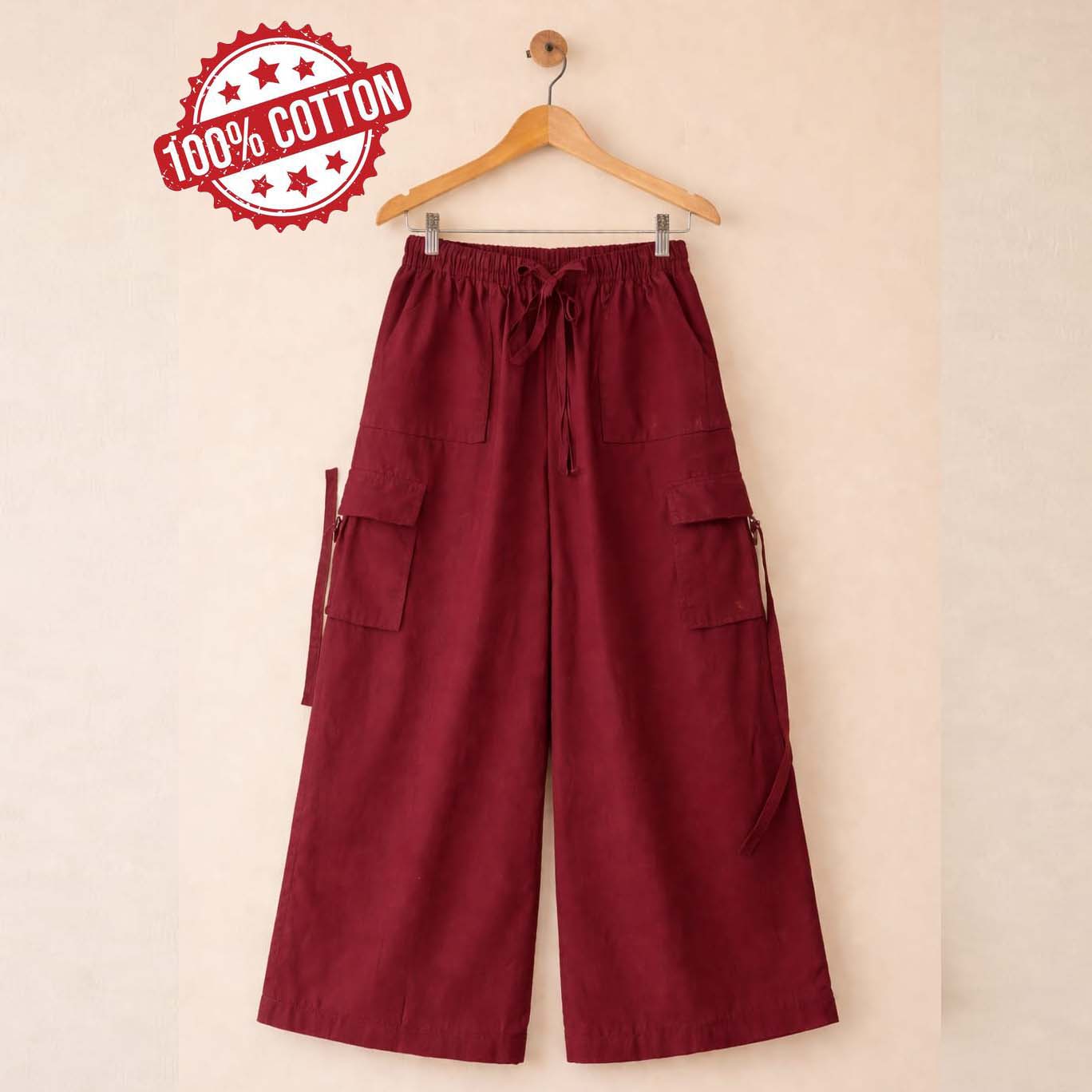 Imported Cotton Western Cargo Style 4-Pocket's Summer Trouser For Her. Secondary image