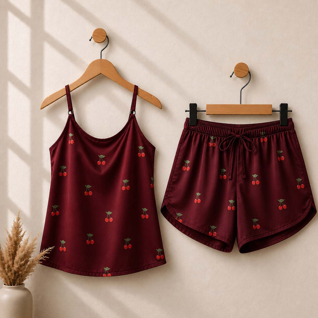 Cherry Printed 2-Pcs Cami Set For Summer's.