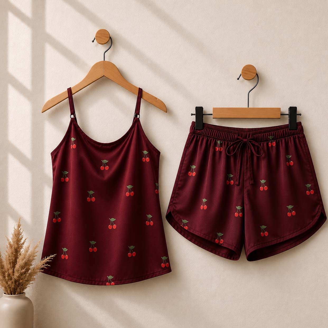 Cherry Printed 2-Pcs Cami Set For Summer's.
