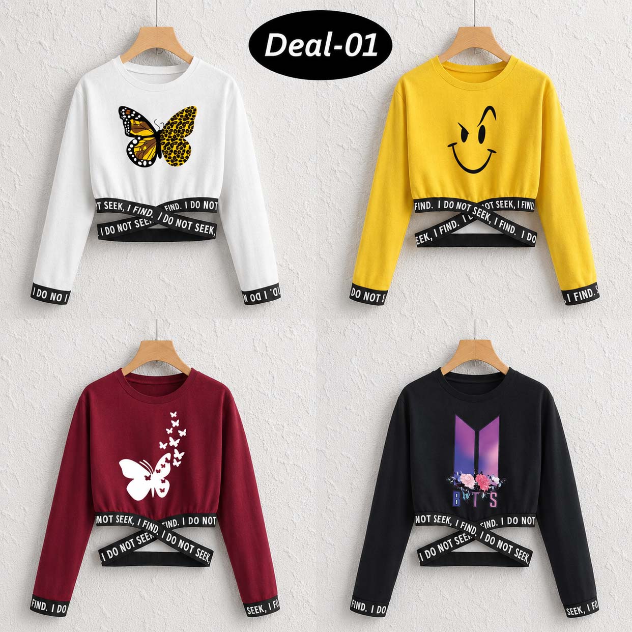 Bundle Of 4 Short Length Style R-Neck F-Sleeve Printed Tee. D1 Main image