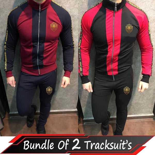 Bundle Of 2 Lion Printed Patch-Work Jacket Style 2-Pcs Winter Tracksuit. D-22