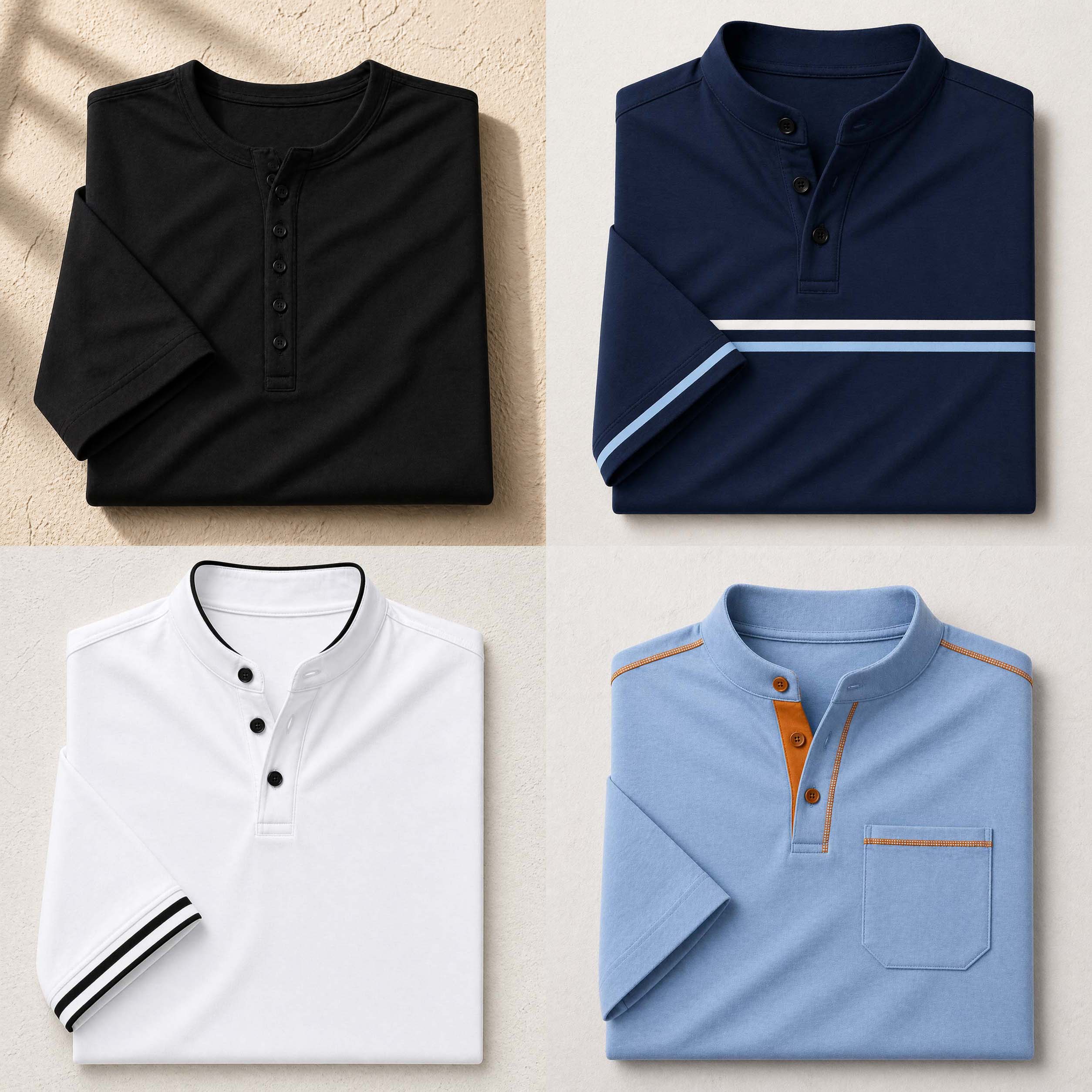 Bundle Of 4 Designer Summer Tshirt's MSDTS 01-Sky+02-Navy+04-White+12-Black Main image
