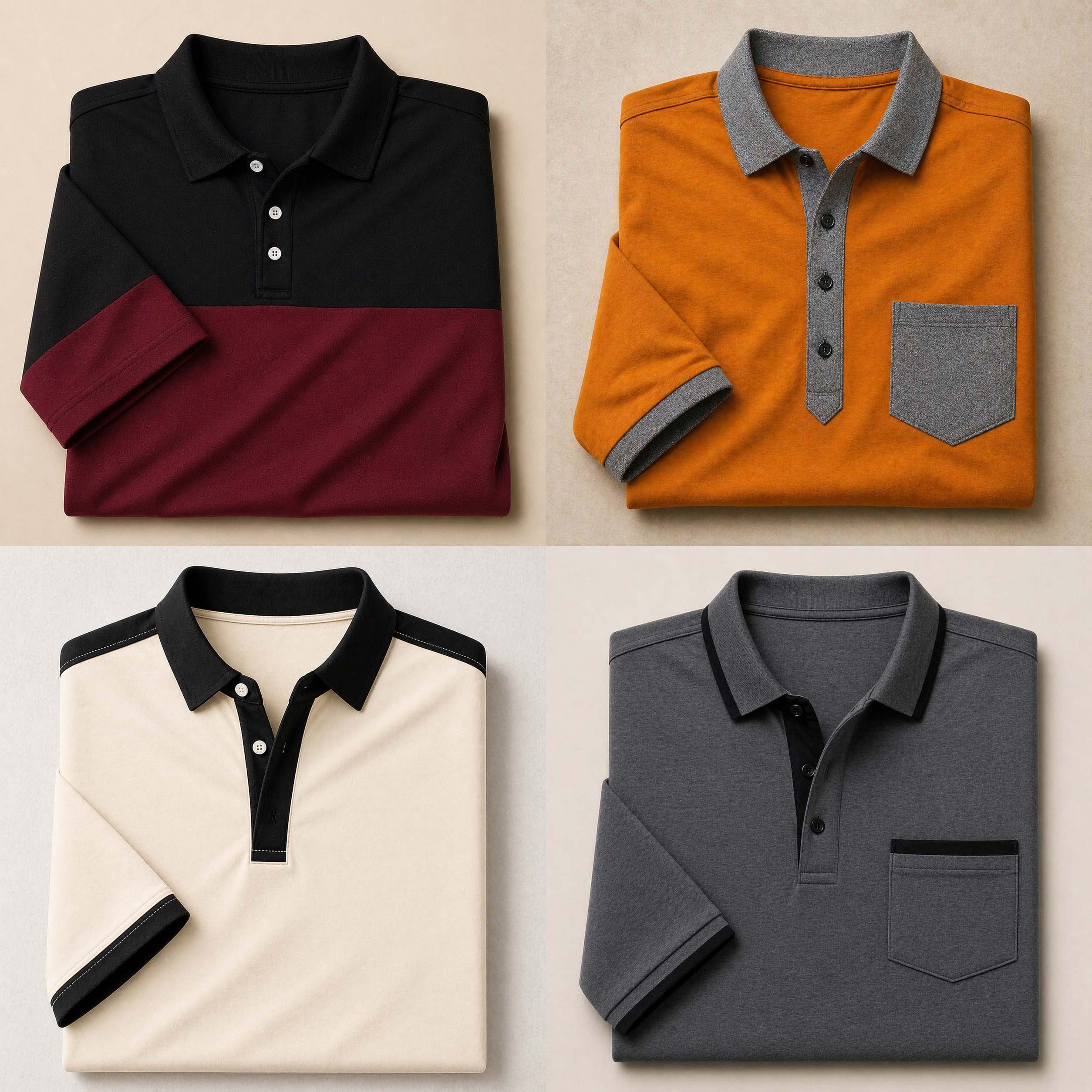 Bundle Of 4 Designer Summer Tshirt's MSDTS 03-Skin+06-Grey+07-Mustard+10-Maroon Main image