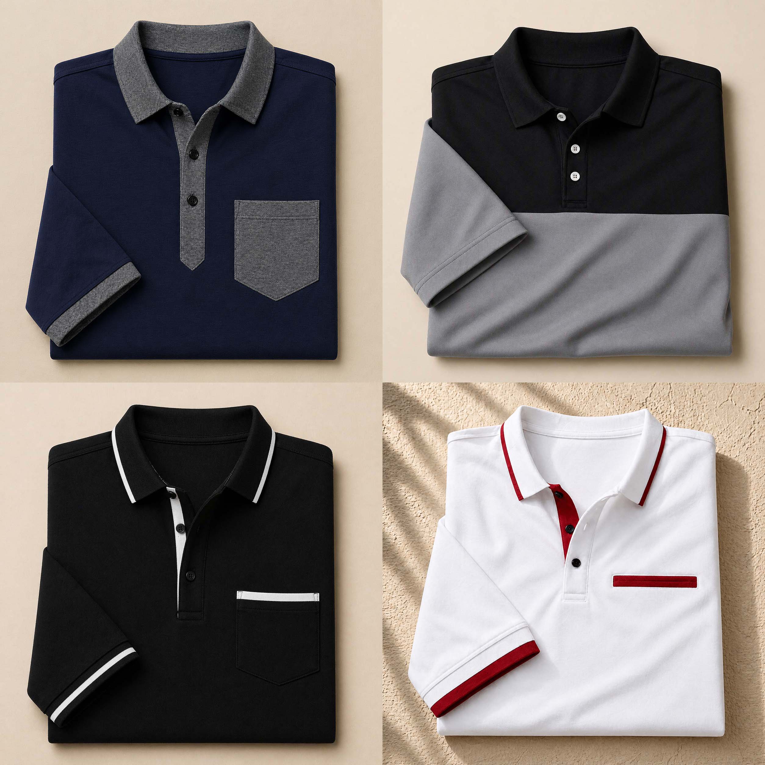 Bundle Of 4 Designer Summer Tshirt's MSDTS 06-Black+07-Navy+10-Grey+11-White Main image