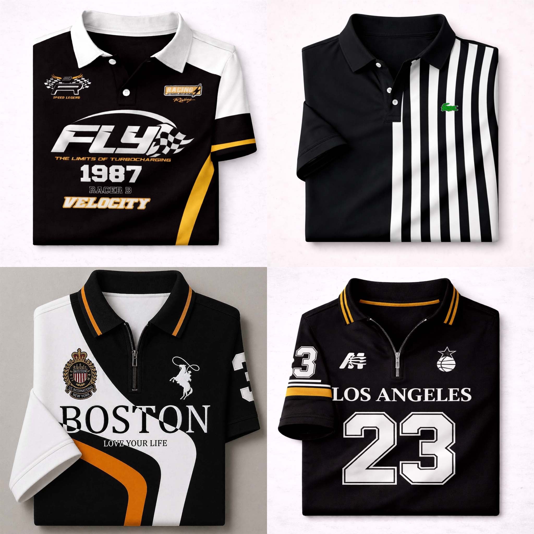 Bundle Of 4 Dry-Fit 3D Stripe Printed Style Half-Sleeve Polo Summer Tshirt's. MS3DP-15+17+18+20