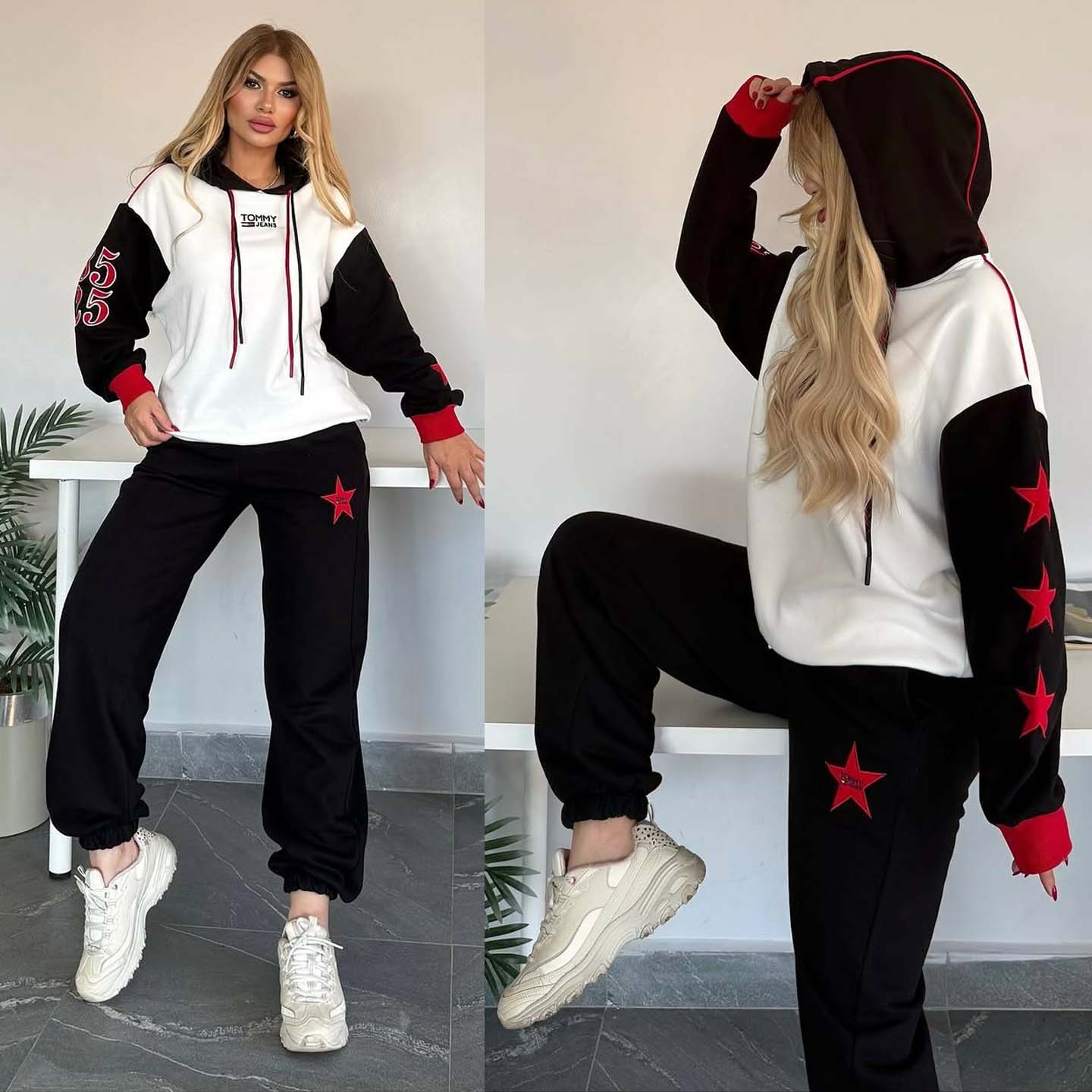 TH Contrast Hoodie Style Premium Quality Winter 2-Pcs Tracksuit For Her. WWTS-50 Secondary image