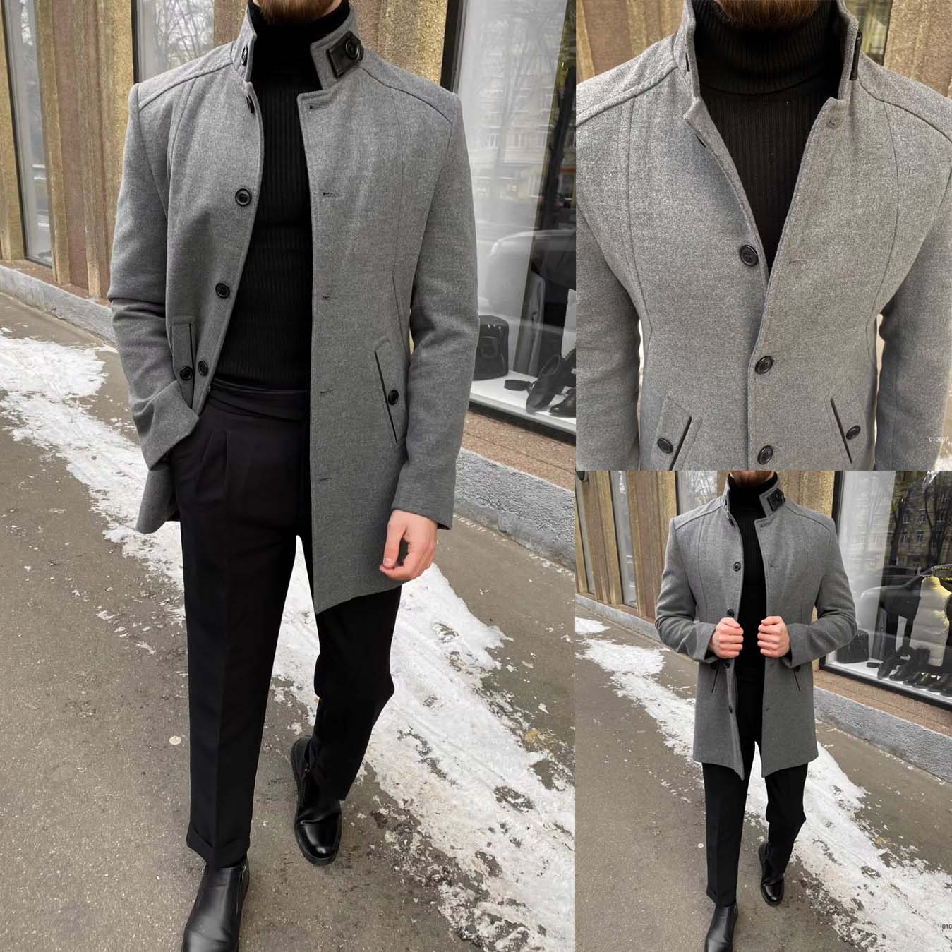 Collar Button Style Casual Winter Fleece Coat. MWJ-409 Main image