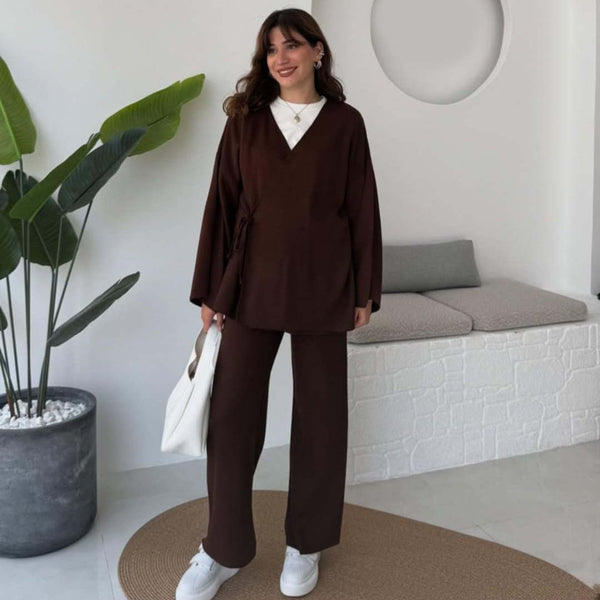 Overlap Gown Style 3-Pcs Winter Co-Ord Set. WWTS-24