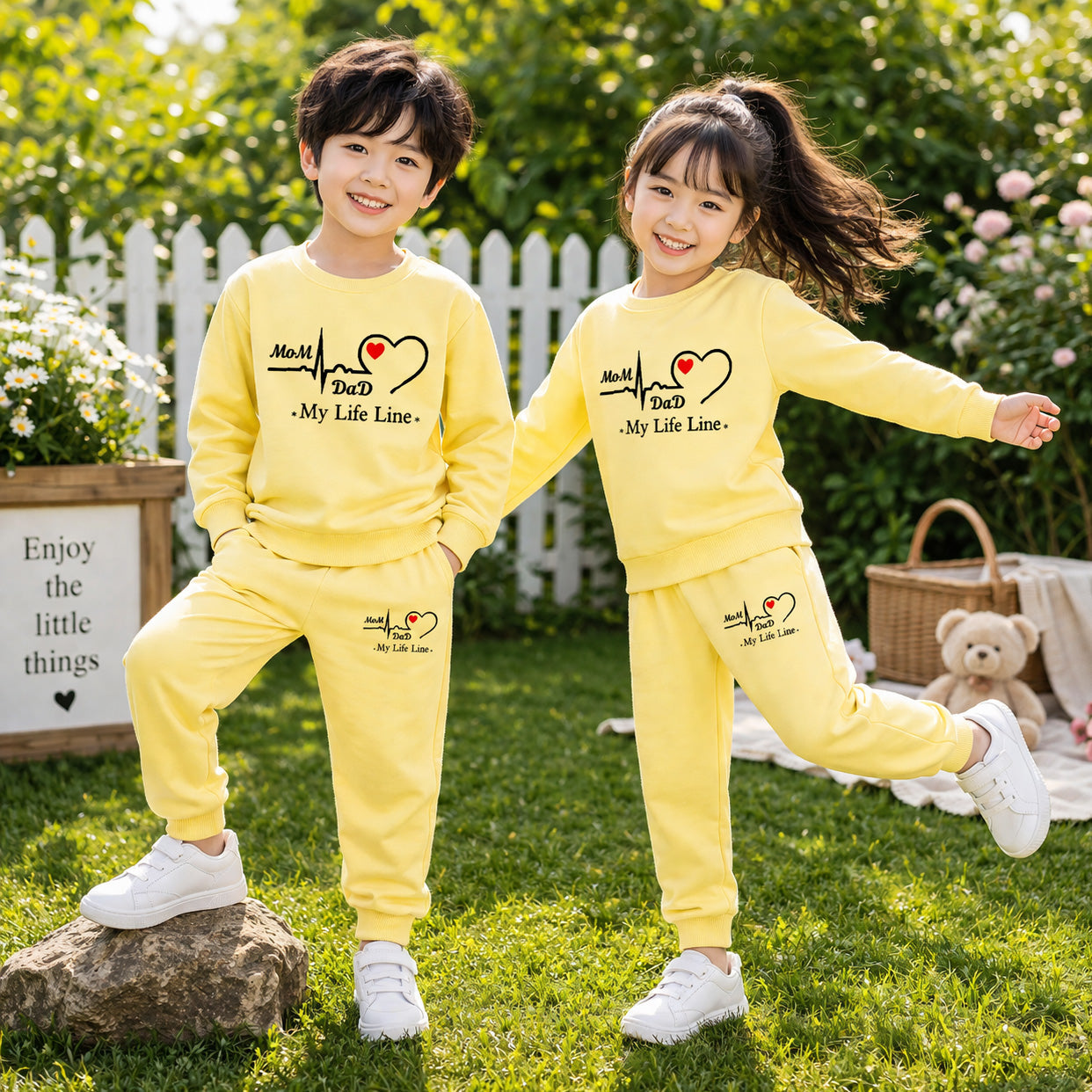 Yellow MD Life-Line Kids Sweat Style 2-Pcs Summer Suit. (FTS+TR)