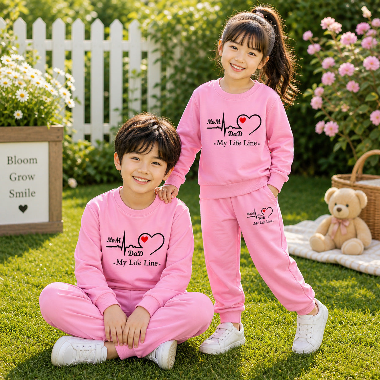 Pink MD Life-Line Kids Sweat Style 2-Pcs Summer Suit. (FTS+TR) Main image