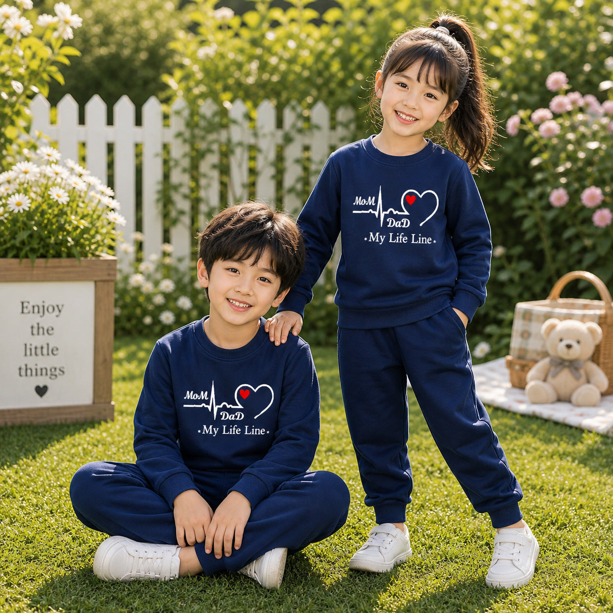 Blue MD Life-Line Kids Sweat Style 2-Pcs Summer Suit. (FTS+TR) Main image