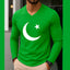 Green CT Big Printed V-Neck Full Sleeve Azadi Tshirt.