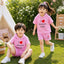 Pink I Love D+M Kids Hooded Style 2-Pcs Summer Suit. (HOTS+SH)