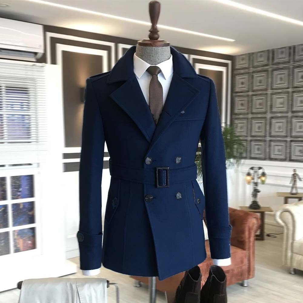 KingsMen Belt Style Casual Winter Fleece Coat. MWJ-409 Main image