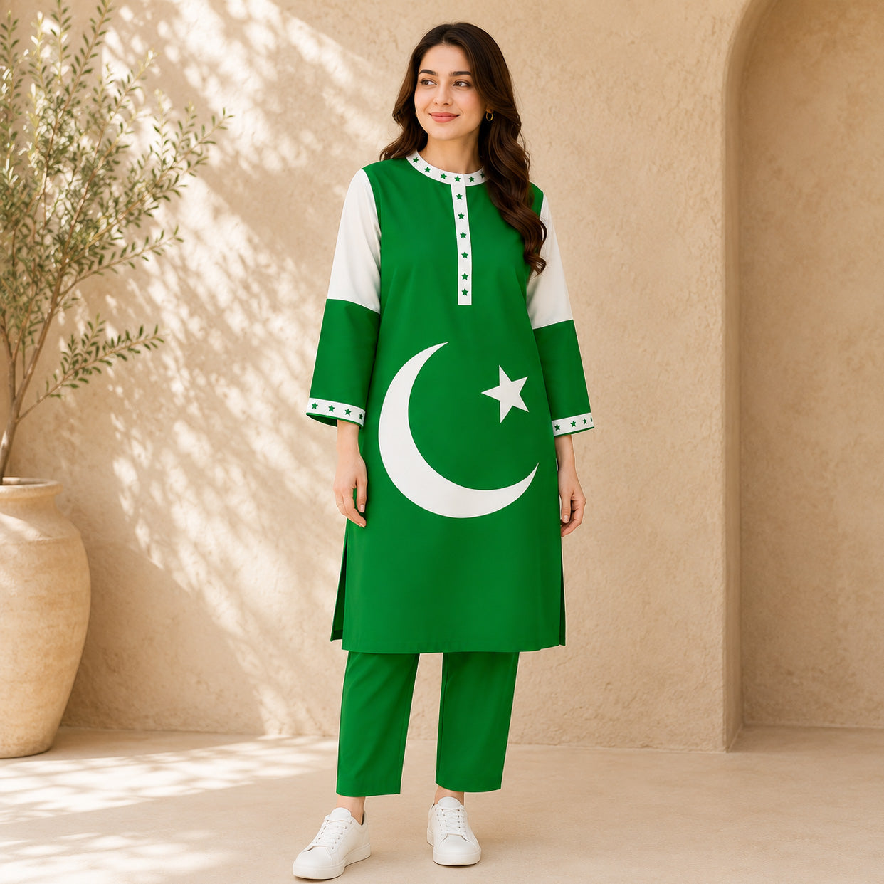 Green Flag 14-August Azadi Printed Stiched Kurti. V1 Main image