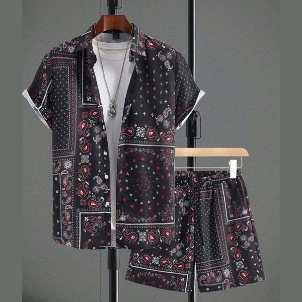 All-Over Vintage 3D Printed Premium Quality Dry-Fit 2-Pcs Summer Suit. MS3D-16
