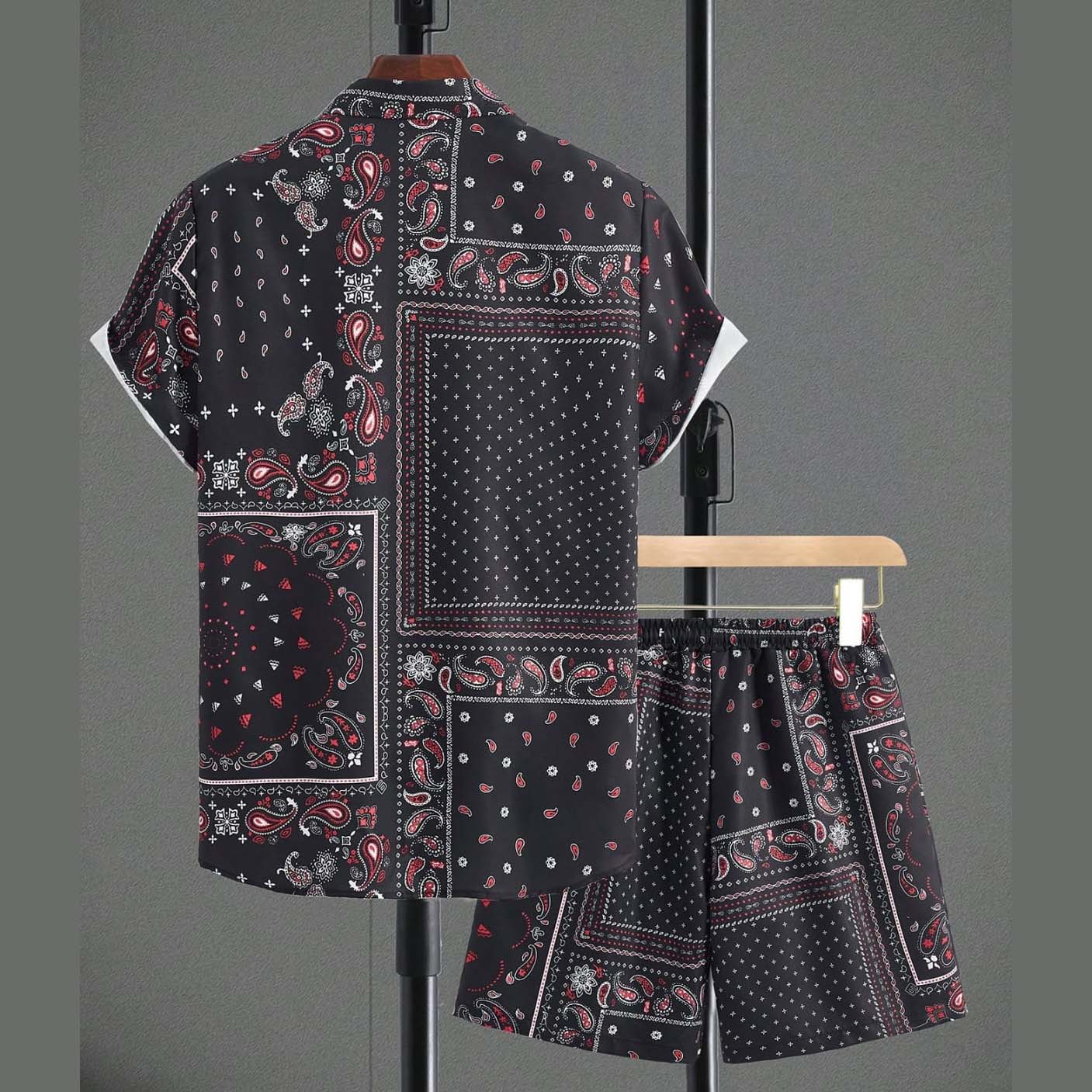All-Over Vintage 3D Printed Premium Quality Dry-Fit 2-Pcs Summer Suit. MS3D-16 Secondary image