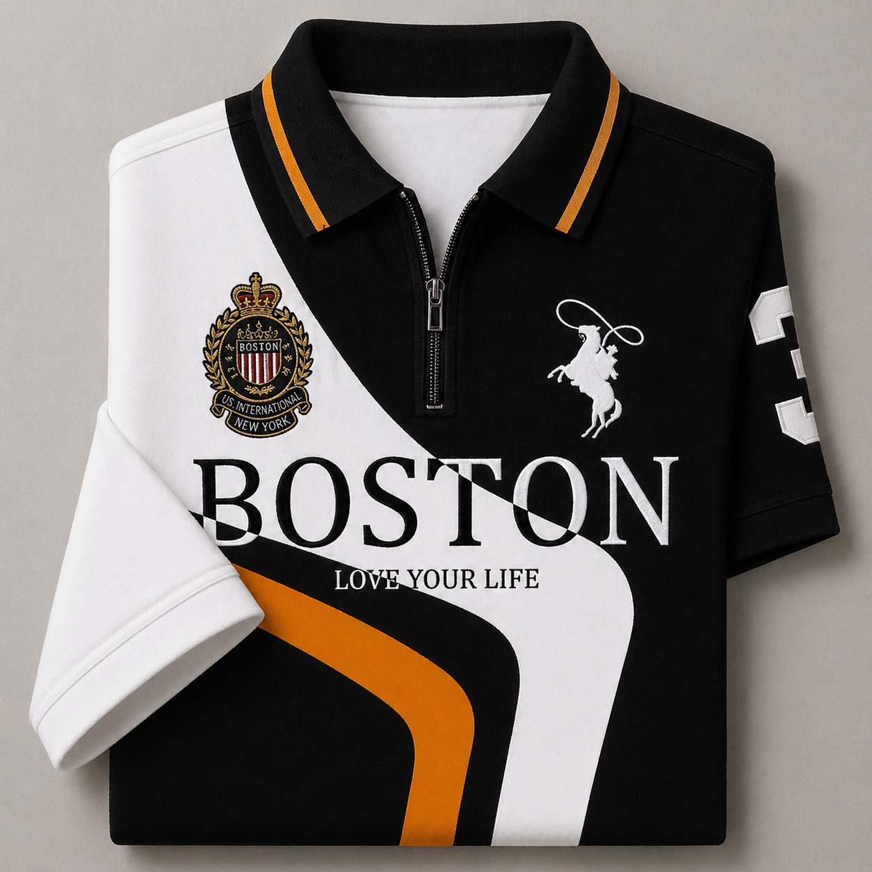 Dry-Fit 3D Stripe Printed Style Half-Sleeve Polo Summer Tshirt. MS3DP-20 V2 Main image