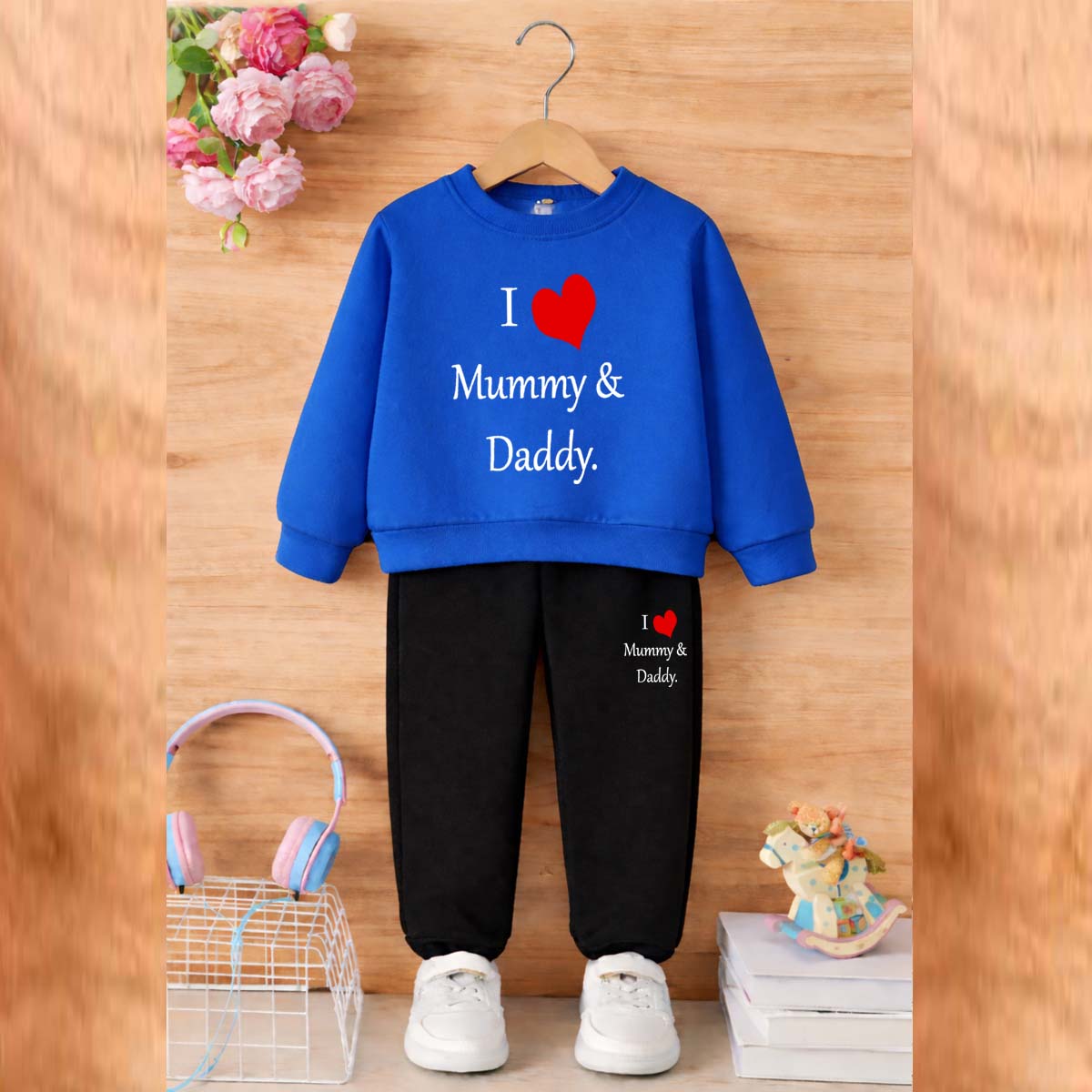 I Love D+M Kids Sweat Style 2-Pcs Winter Tracksuit. KWTS-02 Main image