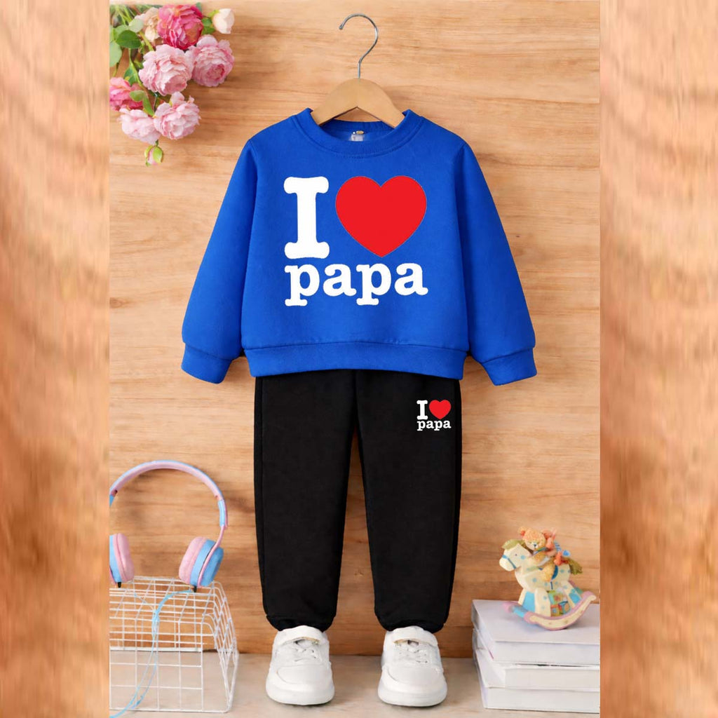 I Love PAPA Kids Sweat Style 2-Pcs Winter Tracksuit. KWTS-02