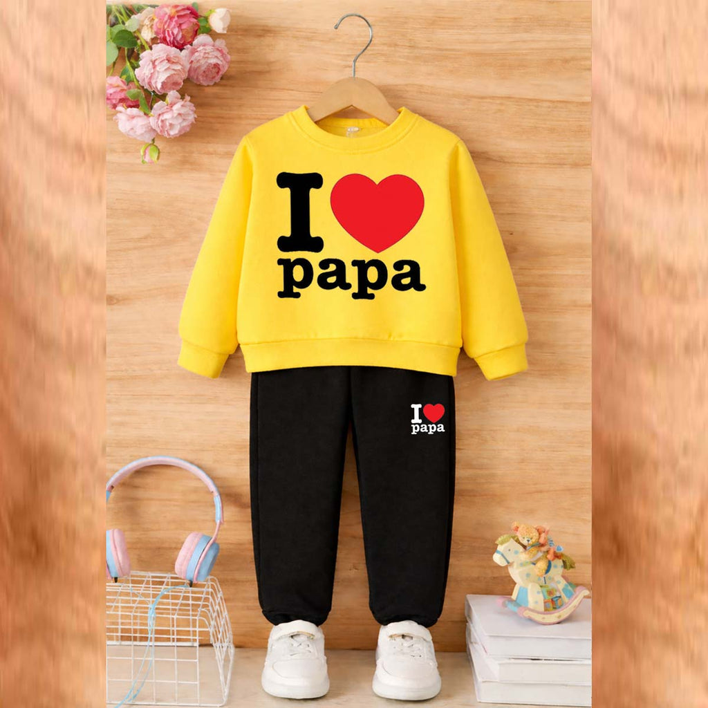 I Love PAPA Kids Sweat Style 2-Pcs Winter Tracksuit. KWTS-02