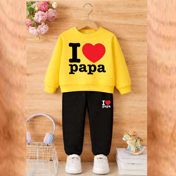 I Love PAPA Kids Sweat Style 2-Pcs Winter Tracksuit. KWTS-02