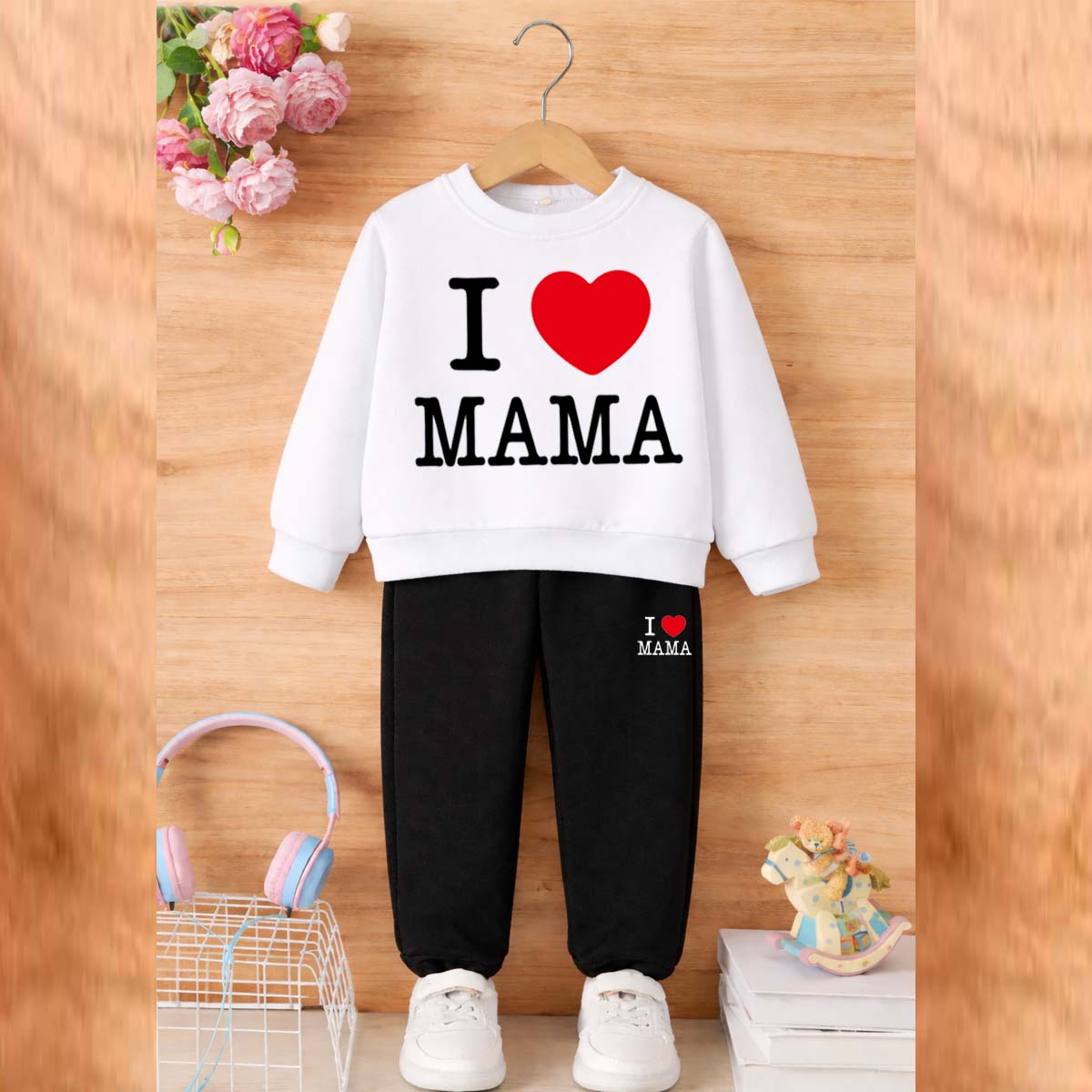 I Love MAMA Kids Sweat Style 2-Pcs Winter Tracksuit. KWTS-02 Secondary image