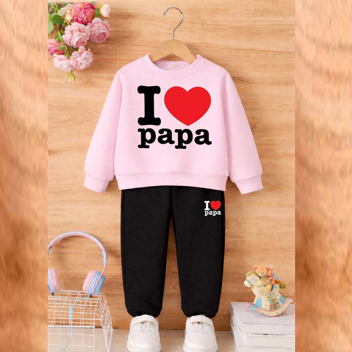 I Love PAPA Kids Sweat Style 2-Pcs Winter Tracksuit. KWTS-02 Main image