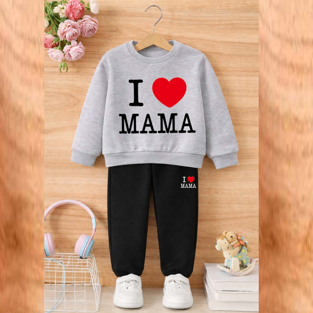I Love MAMA Kids Sweat Style 2-Pcs Winter Tracksuit. KWTS-02