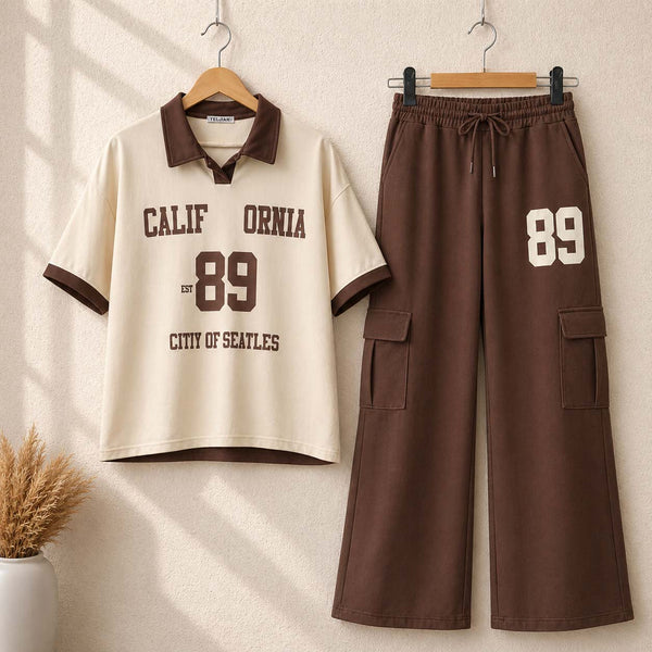 Cali-89 Collar Cargo Style Western 2-Pcs Summer Tracksuit For Her. WSTS-05 V2