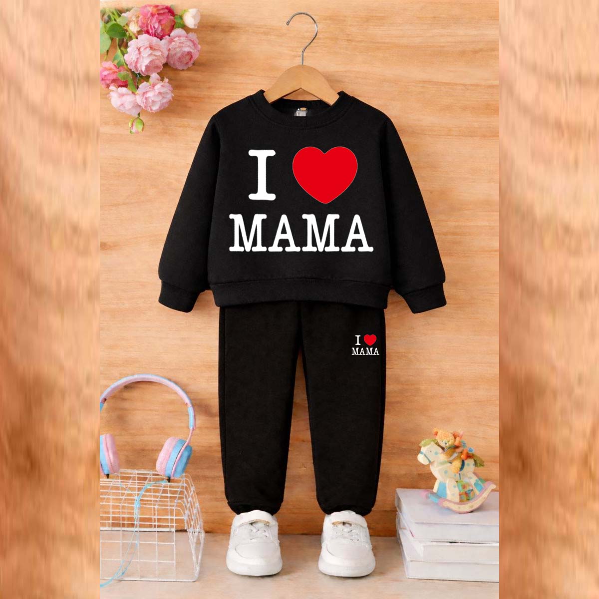 I Love MAMA Kids Sweat Style 2-Pcs Winter Tracksuit. KWTS-02 Main image