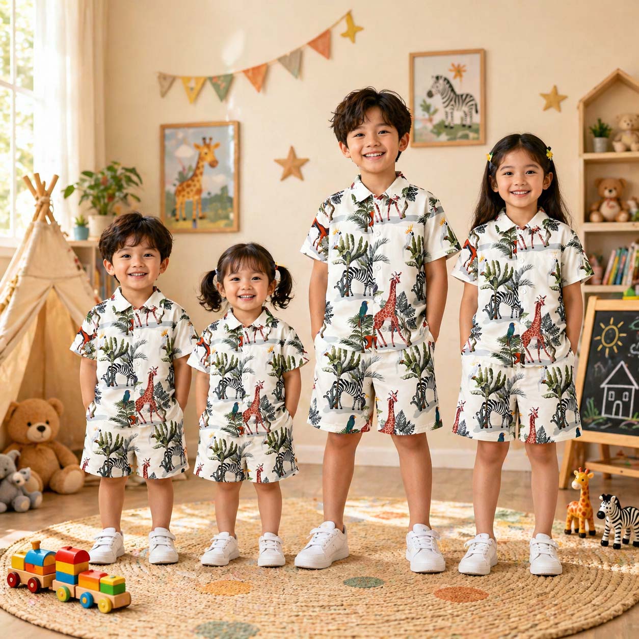 Giraffe Style All-Over 3D Printed 2-Pcs Summer Suit For Kids. D-9 Secondary image