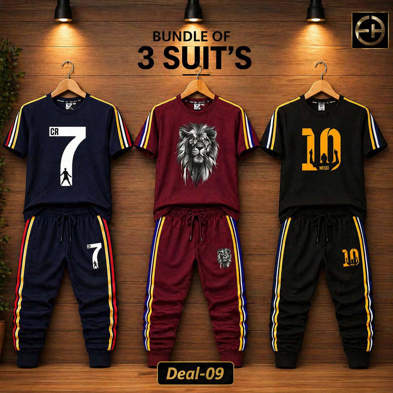 Multi Stripe Style Bundle Of 3 Casual Wear 2-Pcs Summer Suit. Deal-10 (Clearance-Sale) Main image