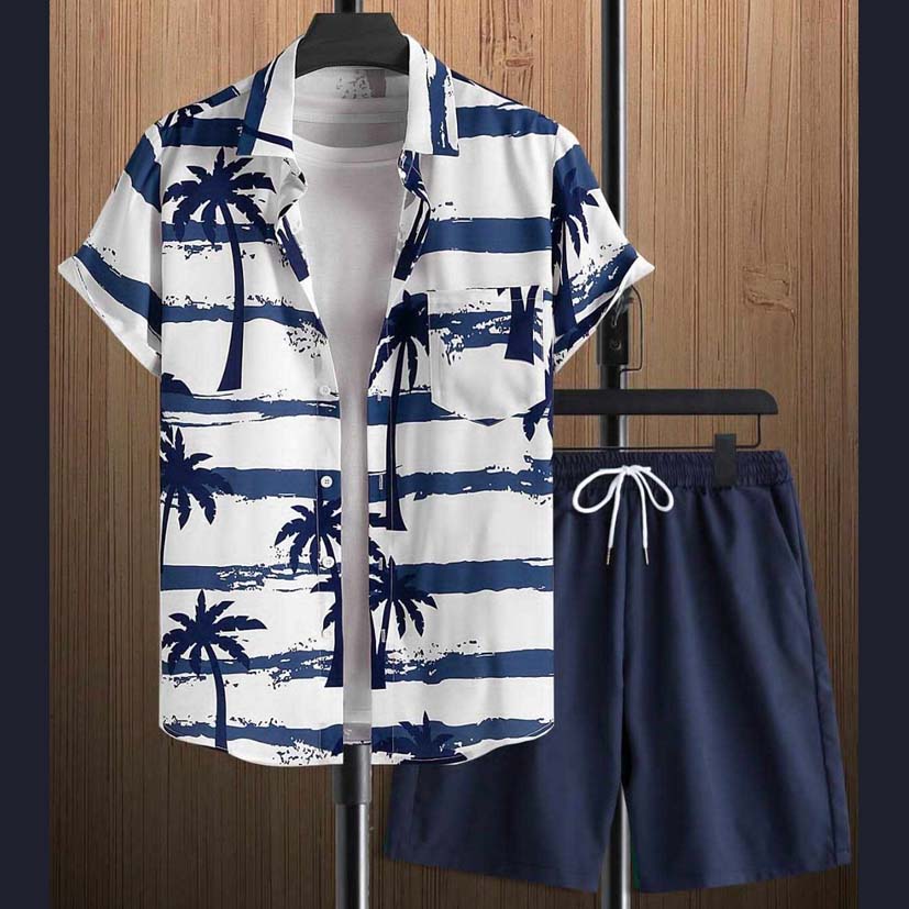 All-Over 3D Printed Premium Quality Dry-Fit 2-Pcs Summer Suit. MS3D-04 Main image