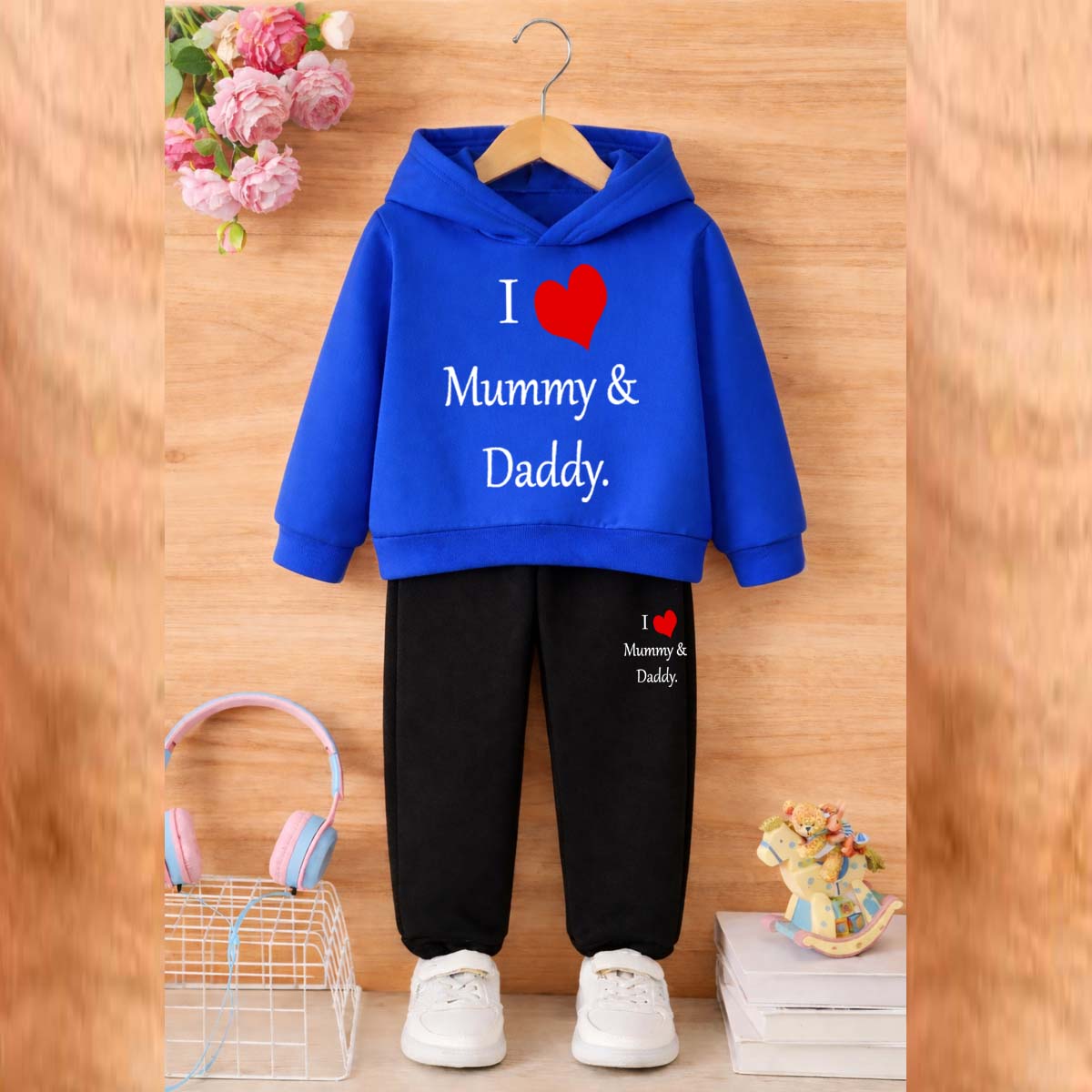 I Love D+M Kids Hoodie Style 2-Pcs Winter Tracksuit. KWTS-01 Secondary image