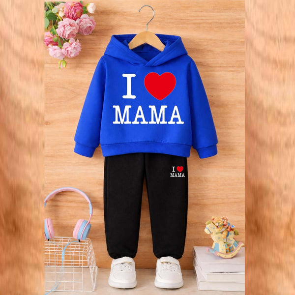 I Love MAMA Kids Hoodie Style 2-Pcs Winter Tracksuit. KWTS-01