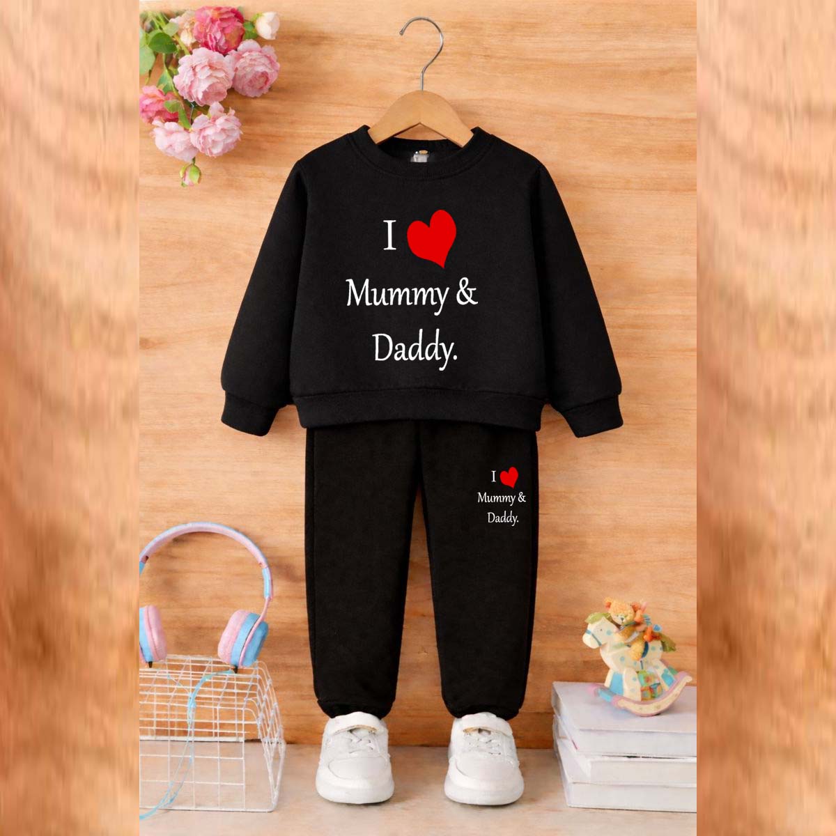 I Love D+M Kids Sweat Style 2-Pcs Winter Tracksuit. KWTS-02