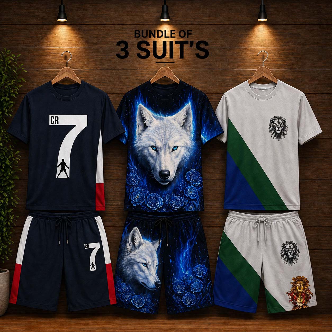 Different Shorts Style Bundle Of 3 Casual Wear 2-Pcs Summer Suit. Deal-08 (Clearance-Sale) Main image