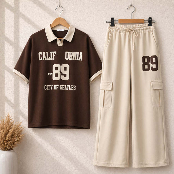 Cali-89 Collar Cargo Style Western 2-Pcs Summer Tracksuit For Her. WSTS-05 V2