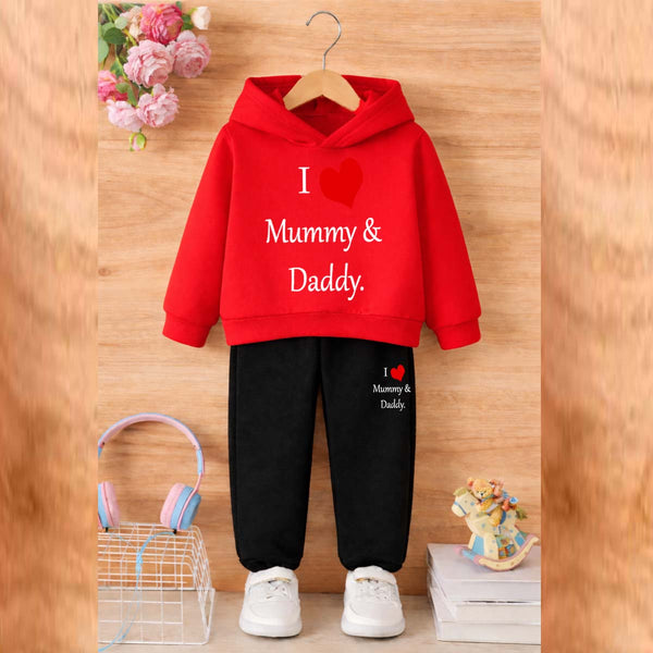 I Love D+M Kids Hoodie Style 2-Pcs Winter Tracksuit. KWTS-01