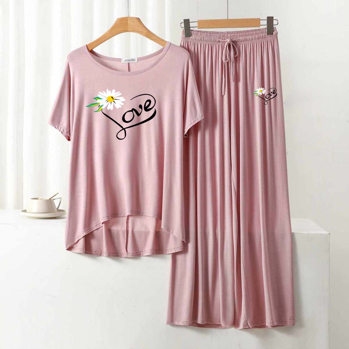 RH-Style Big-Printed 2-Pcs Lounge And Night Wear Suit. WLW-01 Main image